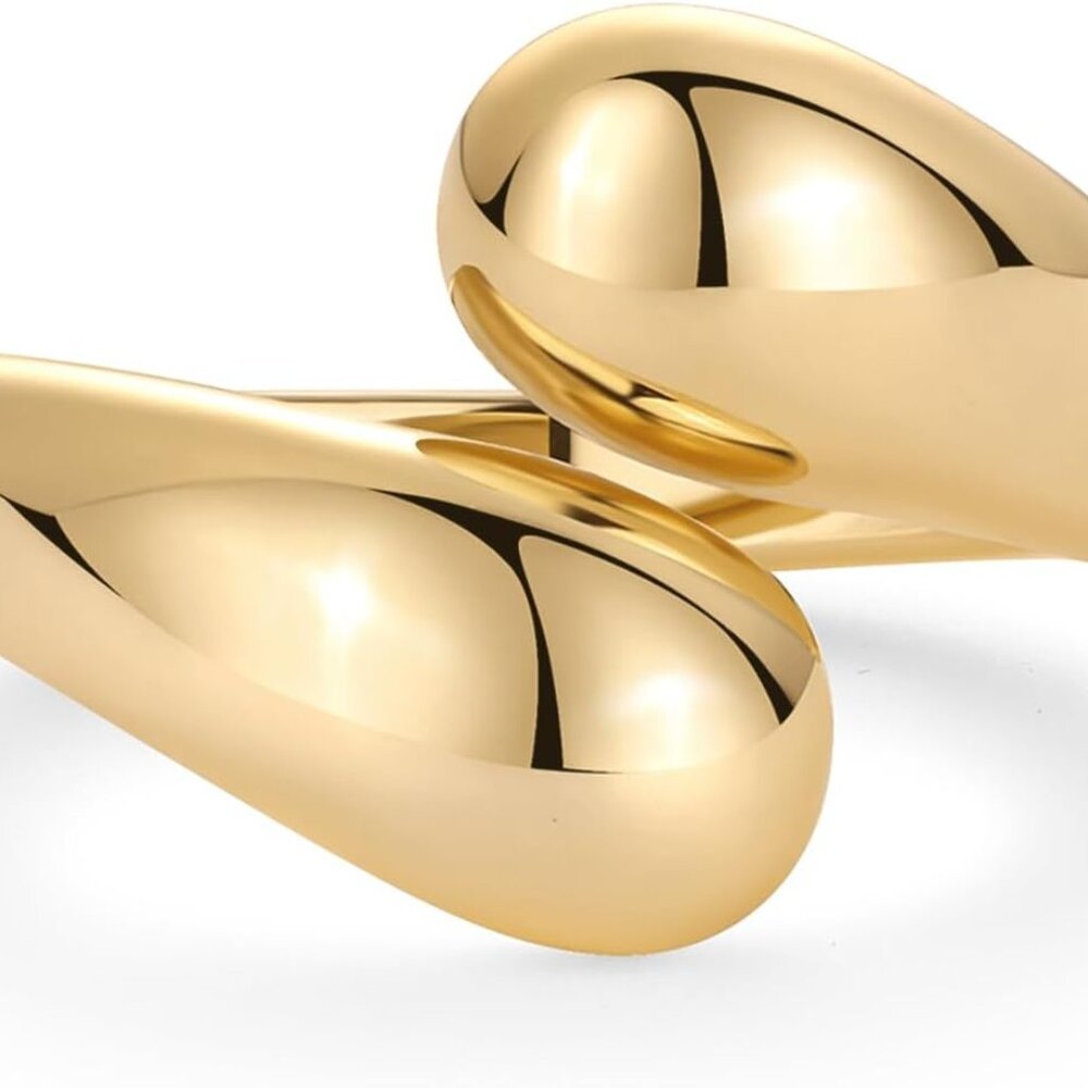 Chunky Gold Plated Crossover Ring - Statement Jew… - image 3